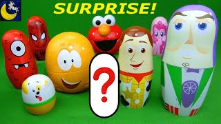 Lots of Surprise Toys Nesting Dolls Toy Story Spiderman Bubble Guppies Elmo Yo Gabba Gabba MLP Toys