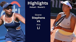 Sloane Stephens vs Ann Li || Round 1 Full Match Highlights || Hobart International 2025