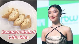 recreating MAMAMOO Hwasa's stuffed fried tofu skins 🥢 #shorts