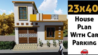 23X40 House Plan With car parking , 3 Bedroom House plan 920 Square Feet,3 BHK Home Plan