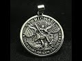 Cool Saint Michael Protect Us Silver Round Medal Pendant