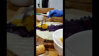 How to make Mochi Roll aka Kalamay Kapit (rice cake roll with Ube Halaya and Jackfruit filling)