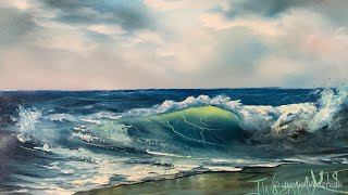 How To Paint A Seascape And Wave For Beginners Full Tutorial - Paintings By Justin