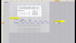 Cognex Is2001M | Insight SpeadSheet: PatMax Tool, Find the Cognex Logo