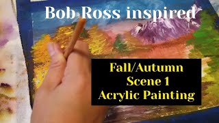 How to paint an Autumn Scene Acrylic painting Bob Ross inspired