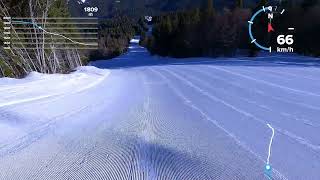 Pamporovo, Bulgaria, Black ski run 4 and 4a, February 2022, speed about 100 km/h.