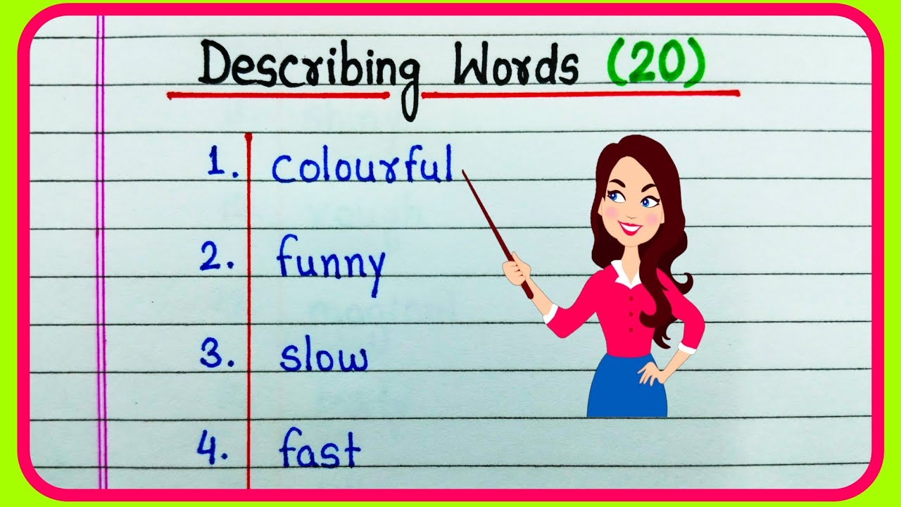 Describing Words Adjectives Learn Describing Words In English