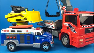 Tonka Toughest Minis Mighty Machines - Bulldozer Platform Truck Ambulance Truck toys for kids