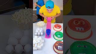 Colorful M&M's cakes vs white food ice cream challenge! 🍨 #funny #shorts