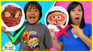 Pancake Art Challenge Ryan's Favorite Things!!! Learn How to Make DIY Superhero