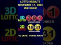 Lotto Result November 17, 2024 2pm Draw #shorts