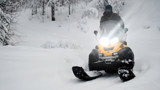 Обзор Ski Doo Skandic 600 e-tec 2016 м.г. - снегоход огонь-пушка в утилитарной будке!!!