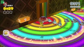 Super Mario 3D World - Star-1 Rainbow Run - Green Stars \u0026 Stamp 100% Gameplay Walkthrough