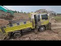 ทางแบบนี้เจ้านมเย็นคิดหนักอีกแล้ว excavator loading truck