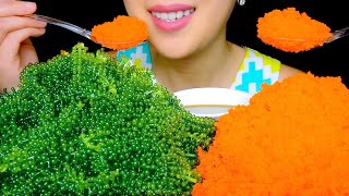 ASMR RAW SEA GRAPES PLATTER + TOBIKO EGGS | EXTREMELY CRUNCHY SOUNDS | TracyN ASMR