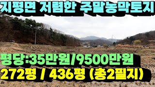 1320번)지평면 주말농막토지 총2필지 평당35만원 생산관리지역 저렴한가격(양평부동산급매물)(양평토지매매)