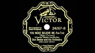 1933 Don Bestor - You Must Believe Me (Johnny Russell, vocal)