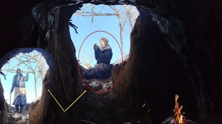 Grandma's magical cave: a shelter from snow and rain for a 65-year-old old woman 😢