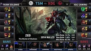 TSM vs XDG | 2014 NA LCS Spring split S4 W9D1 G1 | XDG vs TSM Week 9 Day 1 full game HD