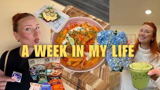 week in my life vlog: healthy recipes, high protein grocery haul, workout with me + running errands