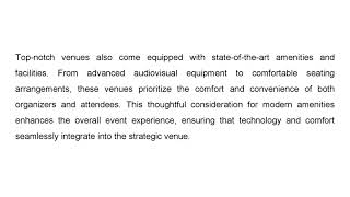 Top Notch Events Strategic Venue Selections