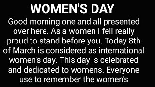 Women's day speech | 8th March Women's day speech | Women's day speech in English