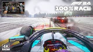 Lewis Hamilton's Mercedes AMG F1 W15 - Belgian GP 100% Race | F1 24 Steering wheel Gameplay