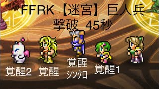 FFRK【迷宮】巨人兵  FF4 撃破 45秒 ※ｴｯｼﾞ､ﾘﾃﾞｨｱ､ﾊﾞﾙﾊﾞﾘｼｱ､ﾓｸﾞ覚醒､ｴｯｼﾞｼﾝｸﾛ