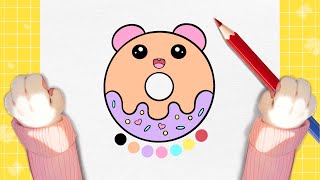 Cách vẽ bánh Donut dễ thương | Cute Donut drawing