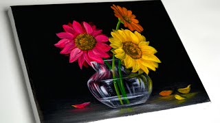 Flower painting | Flower Acrylic Painting For Beginners