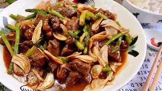 Super Easy! Garlic Beef \u0026 Asparagus in Oyster Sauce 香炒芦笋蒜茸牛肉块 Chinese Beef Stir Fry Recipe