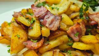 The best recipe for roast potatoes with bacon and onions from the pan| Easy\u0026delicious in minutes