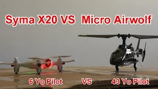 Micro RC Bell 222 Airwolf Vs Syma X20 Pocket Drone