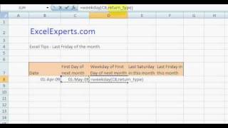 ExcelExperts.com - Excel Tips - Last Friday of the month