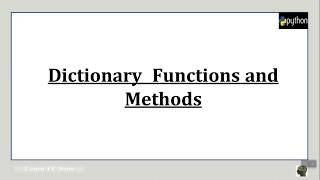 Python Dictionary Part2