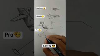 Draw Aeroplane ✈️ different levels #shorts #drawing #artwork