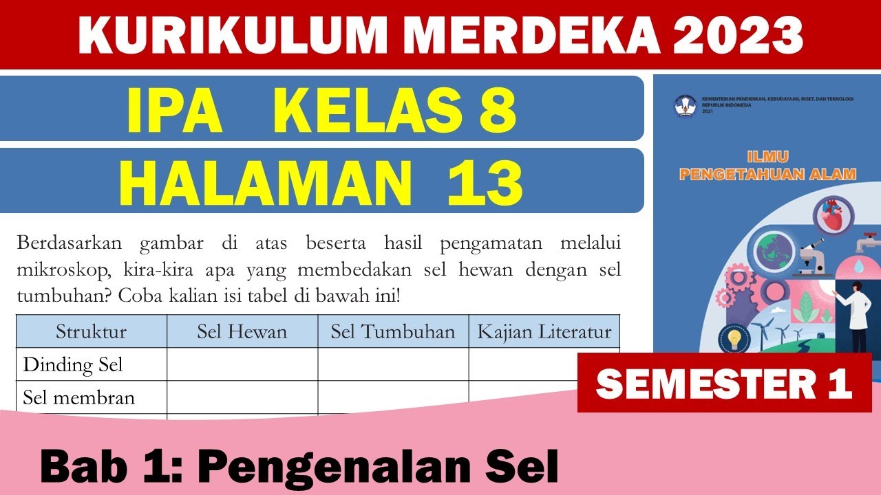 PENGENALAN SEL IPA KELAS 8 HALAMAN 13 SEMESTER 1 KURIKULUM MERDEKA ...