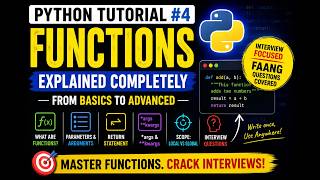 Python Playlist - Python Functions Masterclass | Interview-Focused Explanation | Basic to Hero