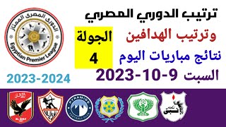 ترتيب الدوري المصري وترتيب الهدافين ونتائج مباريات اليوم السبت 21-10-2023 من الجولة 4