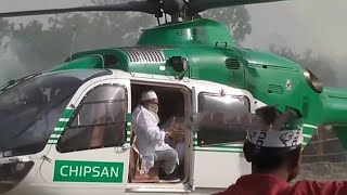 Moulana BadarUddin Ajmal Helicopter Landing at Jamira, Hailakandi