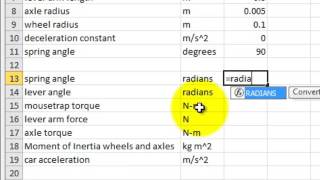 Mousetrap Car Physics Excel Calculator