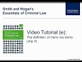 The definition of Mens Rea terms (chp 3) - Smith and Hogan’s Essentials of Criminal Law