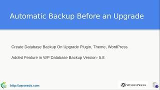 Automatic Backup Before an Upgrade WordPress, Plugin, Theme - WP Database Backup