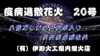 2021 能代港サプライズ花火 疫病退散花火20号八重芯しだれ八方咲入り青先緑点滅牡丹