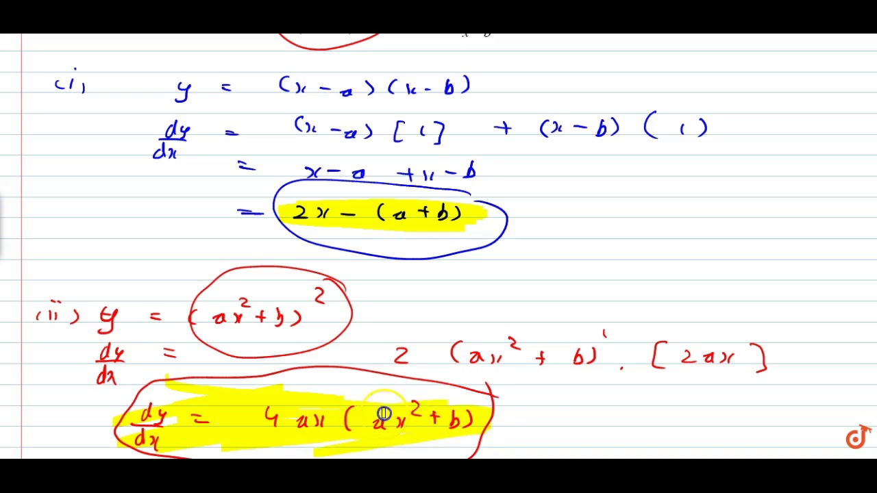 For Some Constants A And B, Find The Derivative Of (i) `(x - A) *(x-b ...