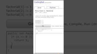 CodingBat | Recursion-1 | factorial - Solution