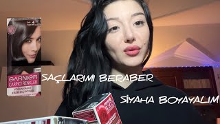 SAÇLARIMI SİYAHA BOYADIM!🎀🙋🏻‍♀️ (Girltalk,arkadaşlık ilişkileri,lise anılarım)•| garnier 1.0 siyah |