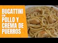 Bucatini salteados con pollo y crema de puerros #Shorts