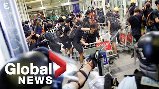 Hong Kong protests: Chaos erupts at airport as police clash with protesters | FULL