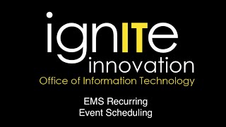 EMS Scheduling Recurring Events
